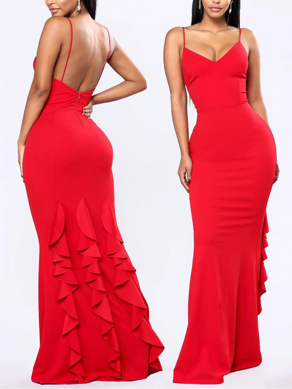 Fashion Nova Mermaid Ruffle Maxi Dress